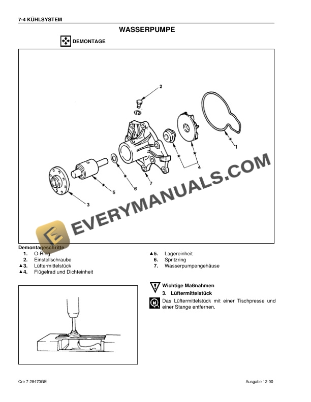 Case 4JB1 Isuzu Engine Maintenance Instruction 7-28470 GE-5