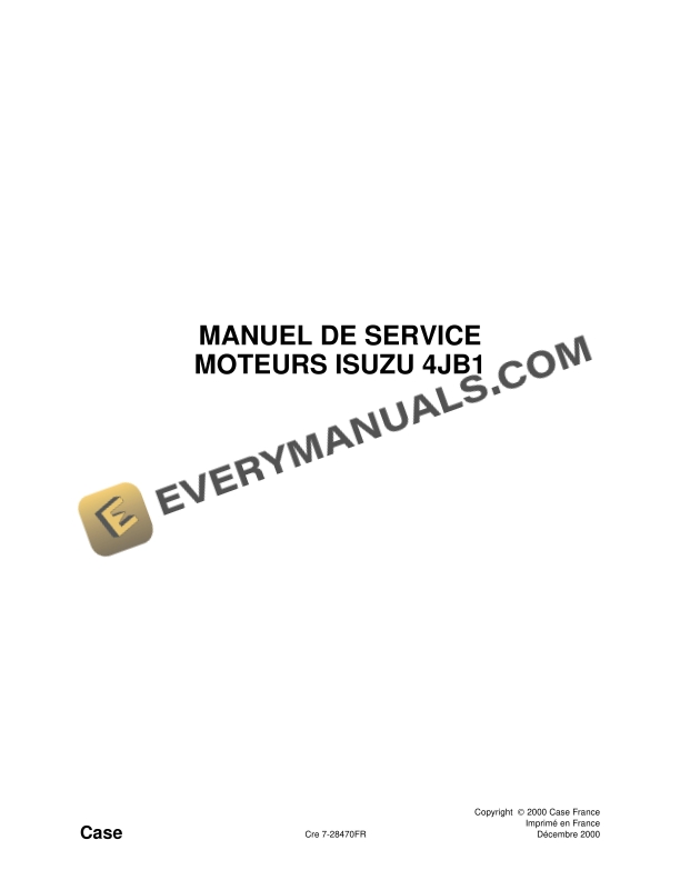 Case 4JB1 Isuzu Engine Service Manual 7-28470 FR PDF