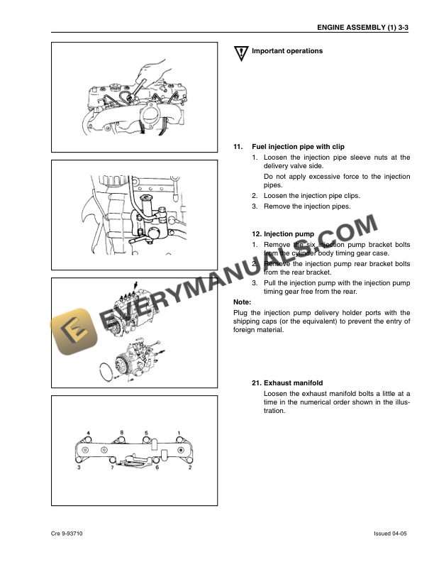 Case 4JG1 Isuzu Engine Service Manual 9-93710 NA-2