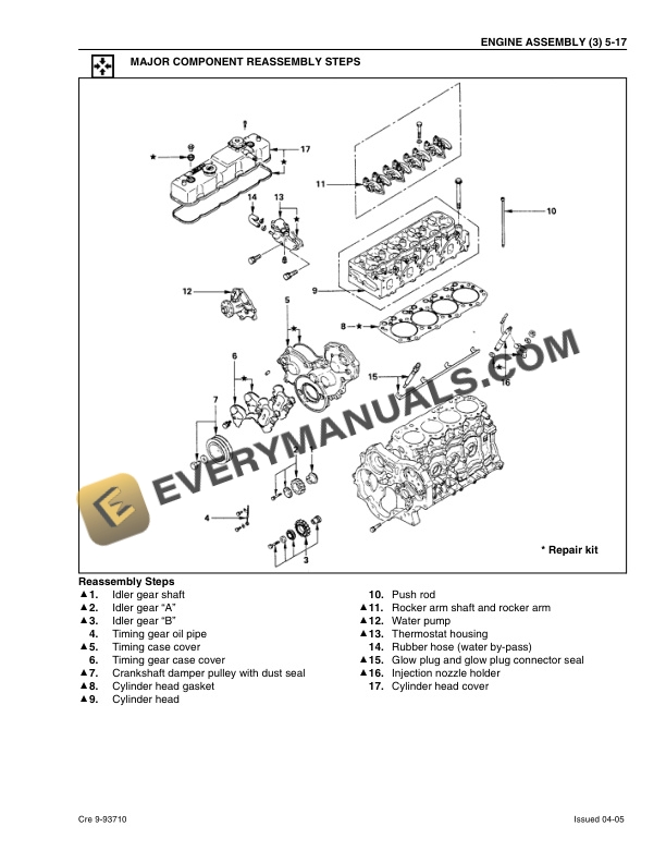 Case 4JG1 Isuzu Engine Service Manual 9-93710 NA-4