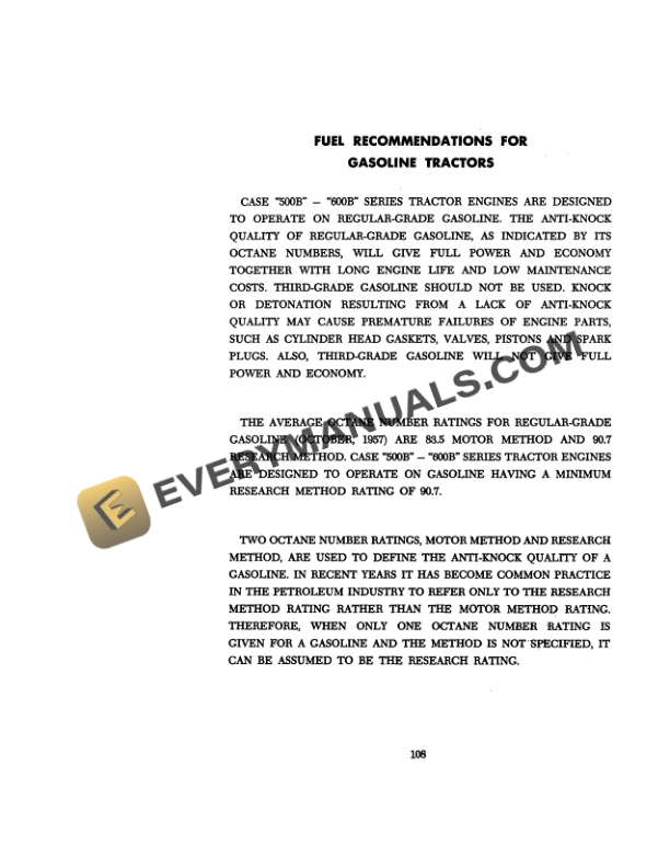 Case 500B, 600B Tractor Operator Manual 9-482-5