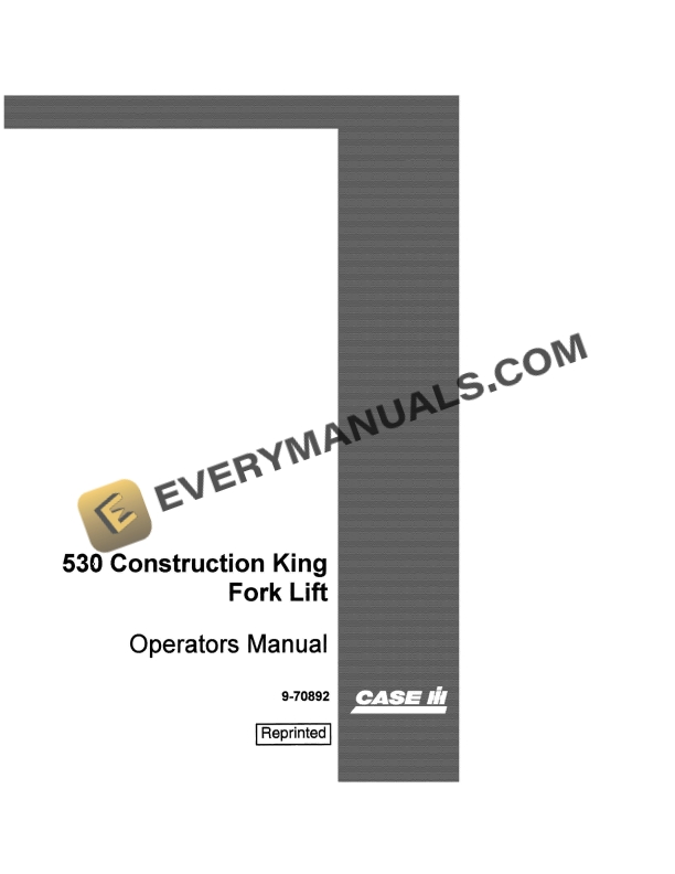 case 530 construction king fork lift operator manual 9 70892 1