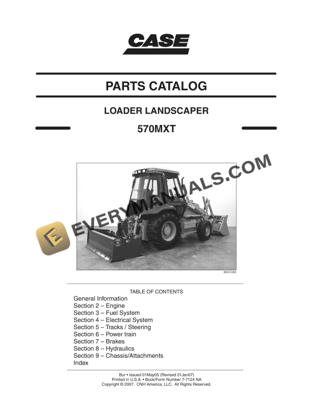 Case 570MXT Loader Landscaper Parts Catalog 7-7124NA PDF