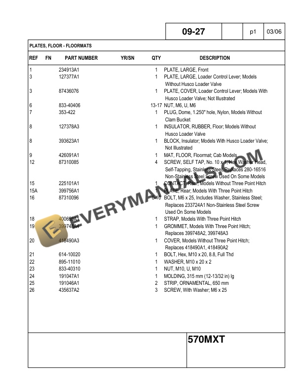 Case 570MXT Loader Landscaper Parts Catalog 7-7124NA-5