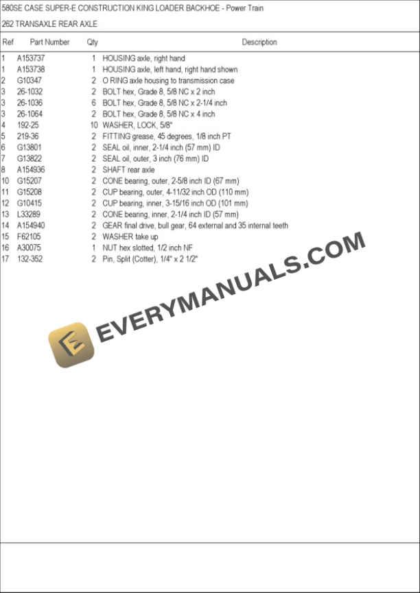 Case 580 Super E Construction King Loader Backhoe Parts Catalog 8-1833-3