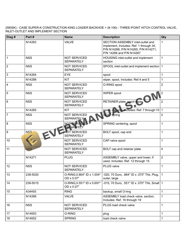 Case 580 Super K Construction King Loader Backhoe Parts Catalog 8-6952-4