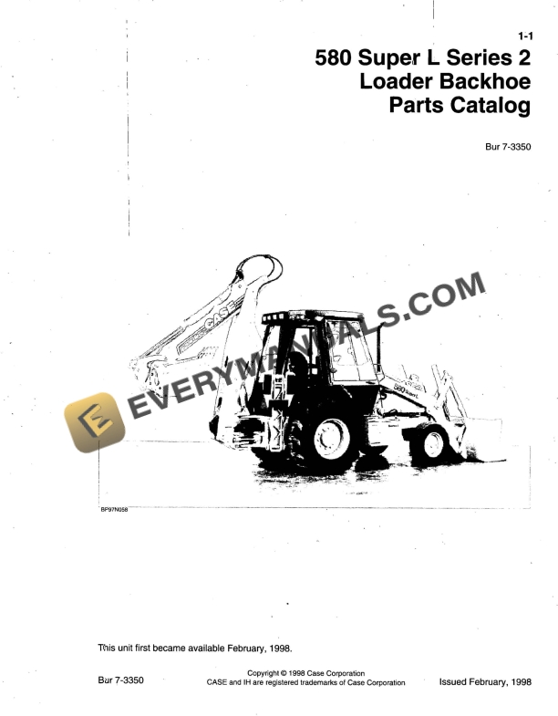 Case 580 Super L Series 2 Loader Backhoe Parts Catalog 7-3350 PDF