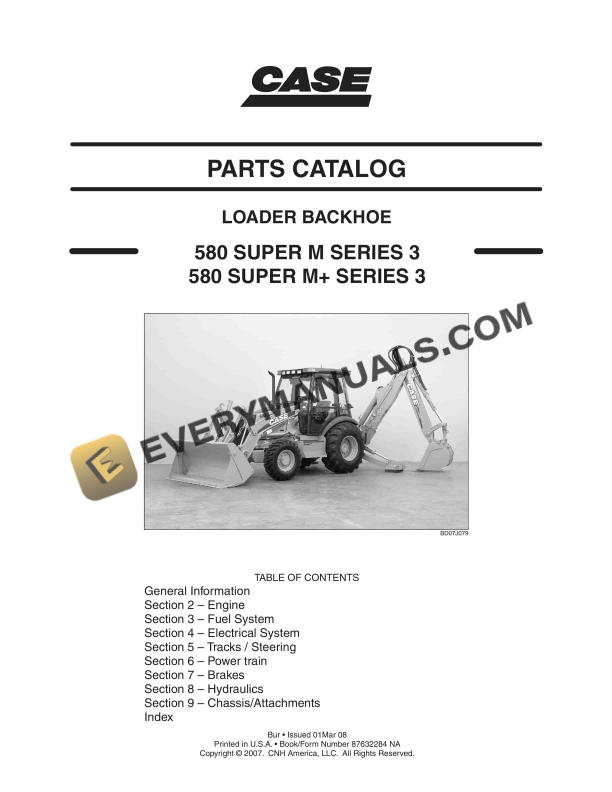 Case 580 Super M, 580 Super M+ Series 3 Loader Backhoe Parts Catalog 87632284NA PDF
