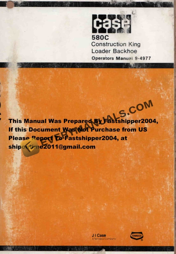 Case 580C Construction King Loader Backhoe Operator Manual 9-4977 PDF