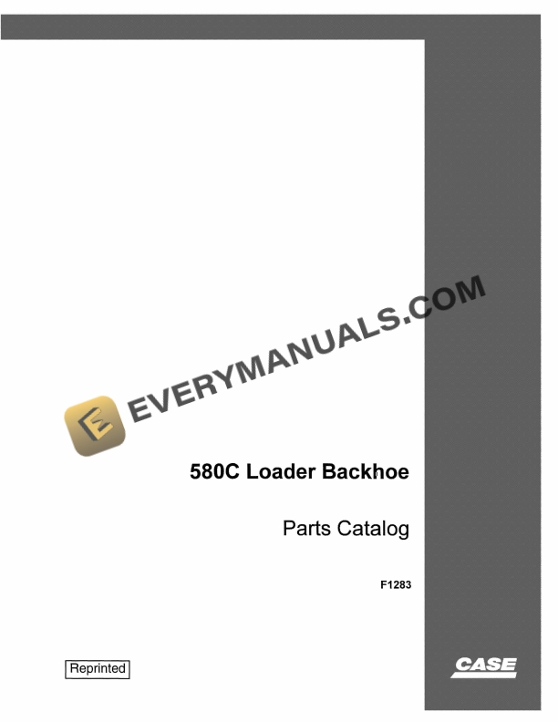 Case 580C Loader Backhoe Parts Catalog F1283 PDF