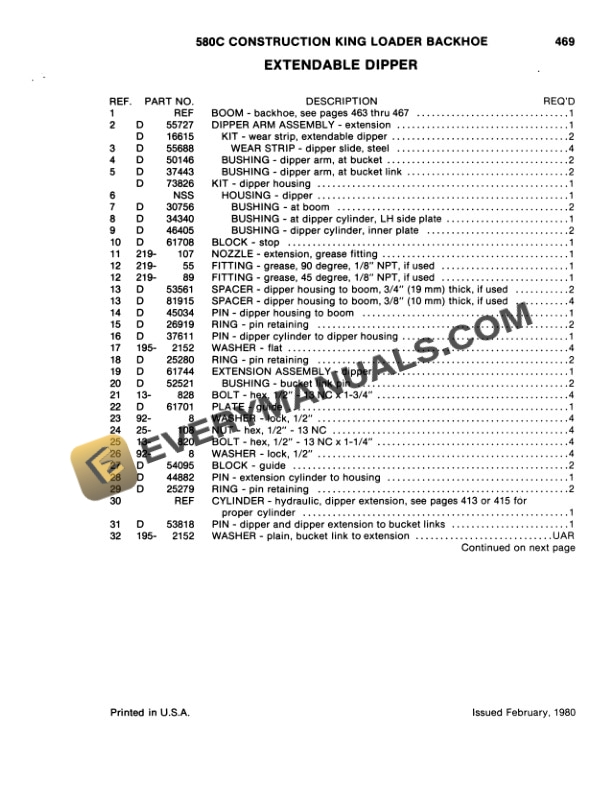 Case 580C Loader Backhoe Parts Catalog F1283-5