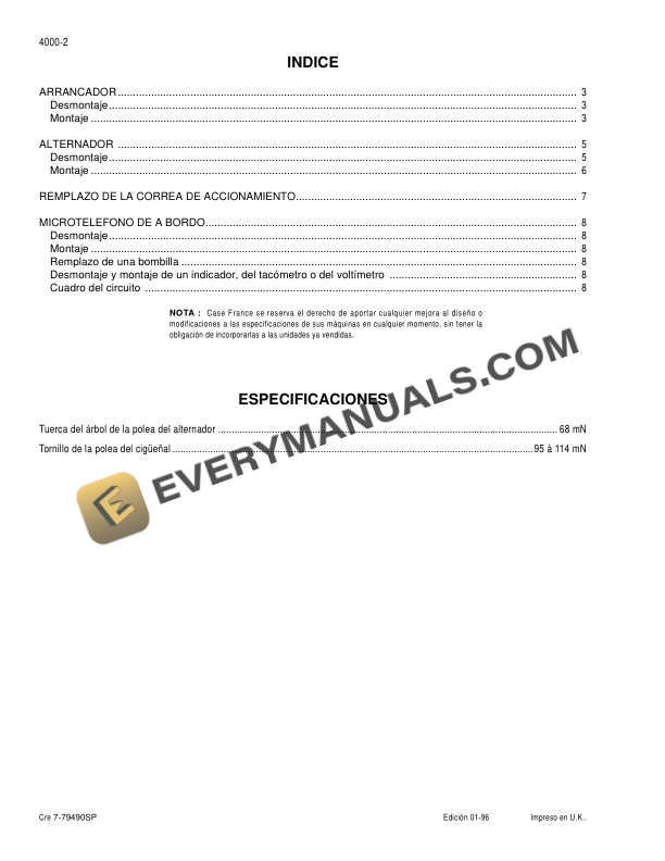 Case 580LE, SLE, LSP, LPS, 590SLE, LSP Loader Excavator Service Manual 7-79443SP-2