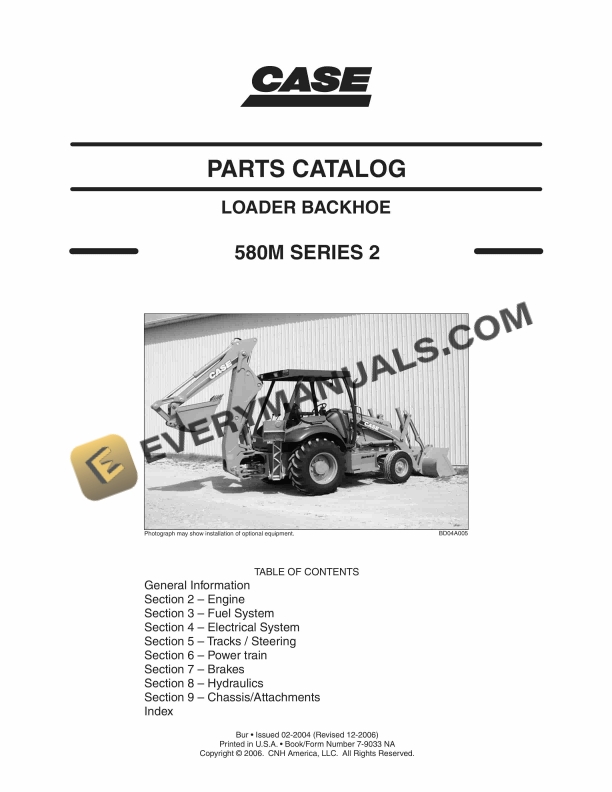 Case 580M Series 2 Loader Backhoe Parts Catalog 7-9033NA PDF