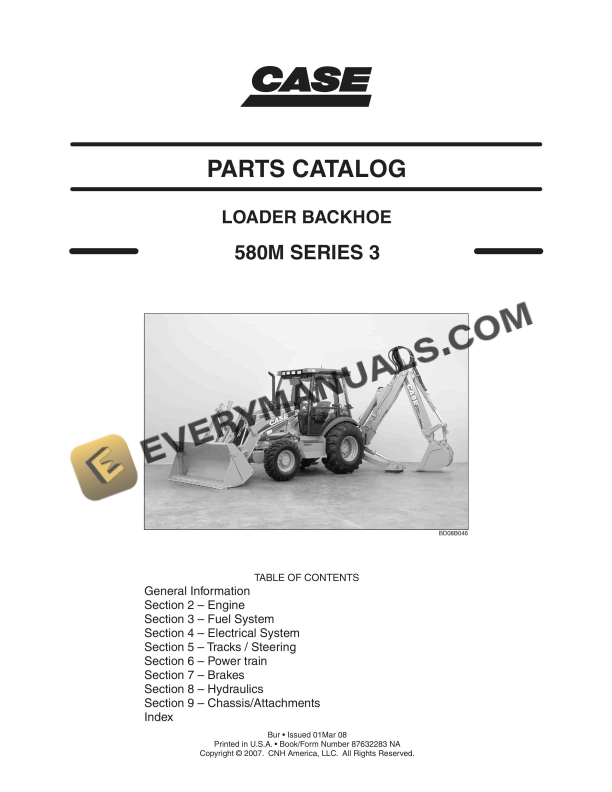 Case 580M Series 3 Loader Backhoe Parts Catalog 87632283NA PDF