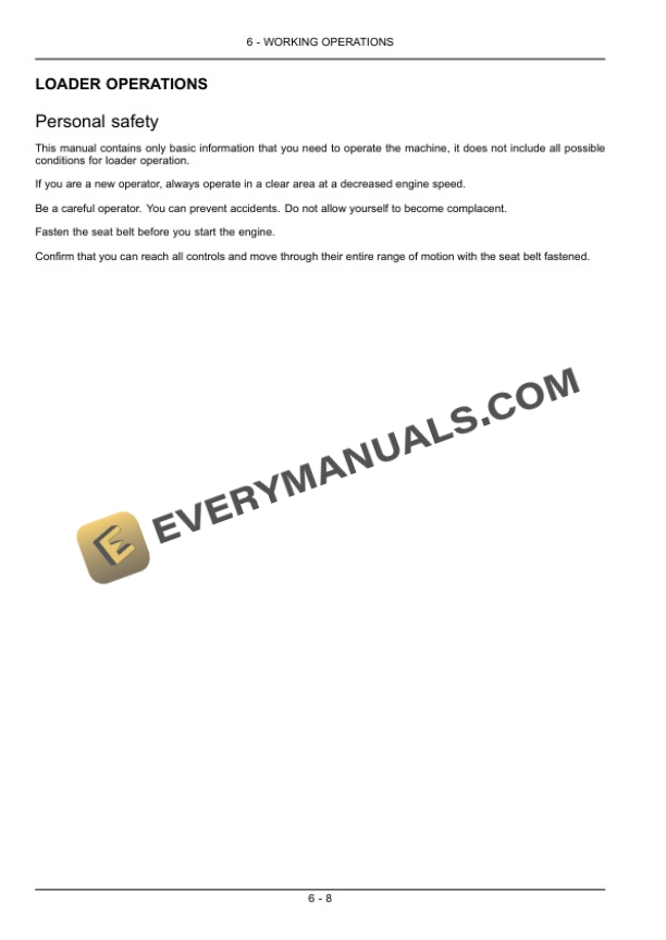 Case 580N, 580SN-WT, 580SN, 590SN Loader Backhoe Operator Manual 84482502-3