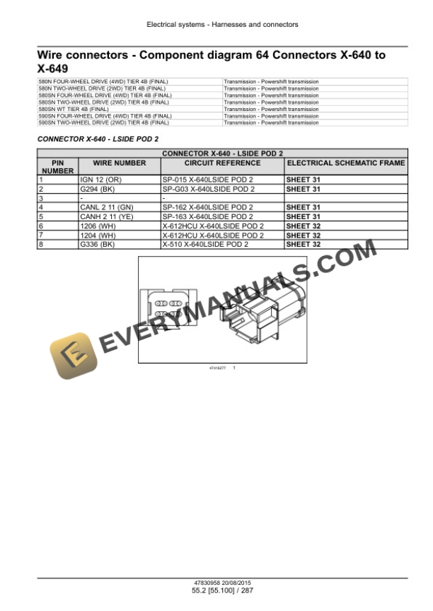 Case 580N, 580SN WT, 580SN, 590SN Tier 4B (Final) Tractor Loader Backhoe Service Manual 47918040-3