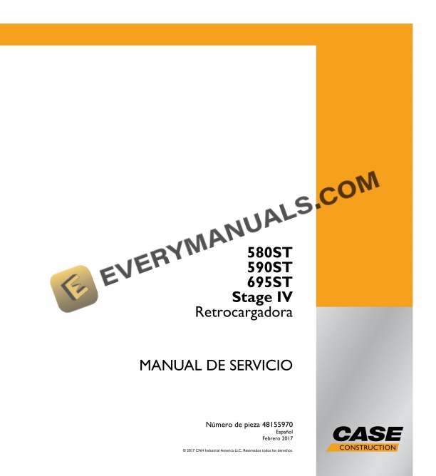 Case 580ST, 590ST, 695ST Stage IV Tractor Backhoe Loader Service Manual 48155970 ES PDF