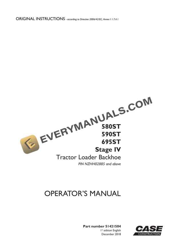 case 580st 590st 695st stage iv tractor loader backhoe operator manual 51421504 1