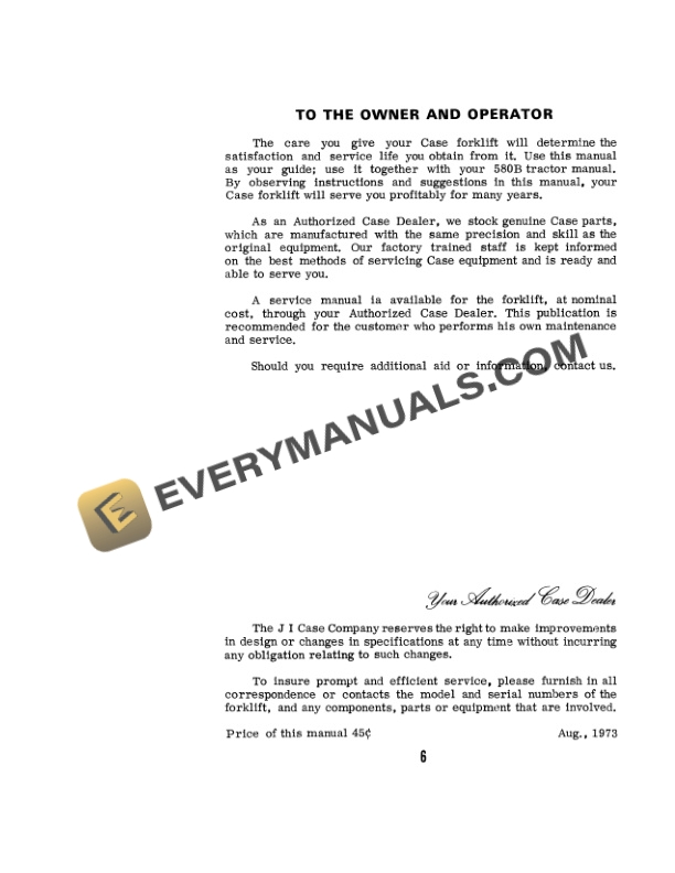 Case 584, 585, 586 Hydrostatic Drive Forklift Operator Manual 9-4242-2