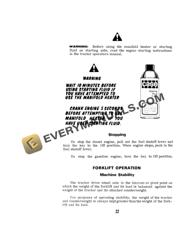 Case 584, 585, 586 Hydrostatic Drive Forklift Operator Manual 9-4242-4