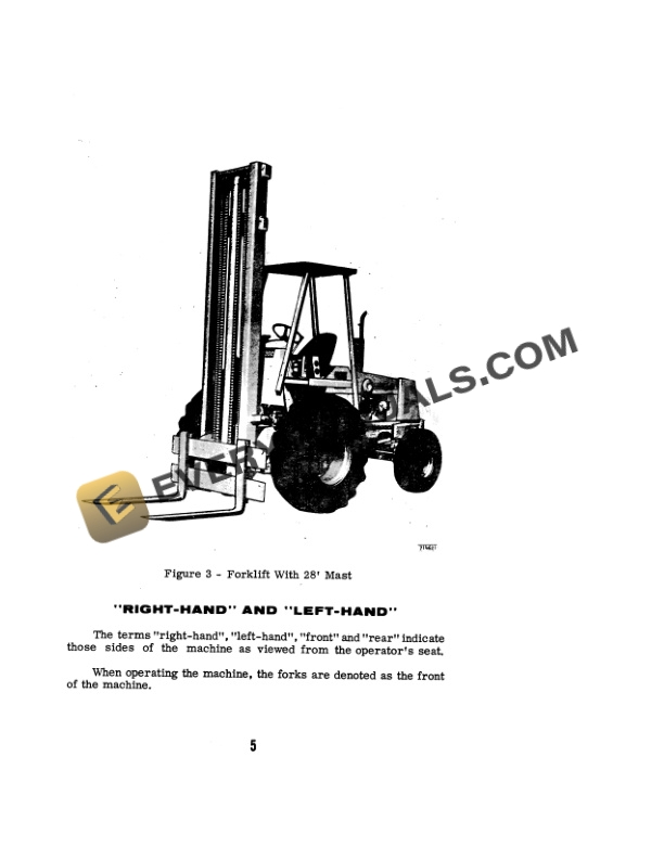 Case 584, 585, 586 Power Shuttle Forklift Operator Manual 9-2923-2