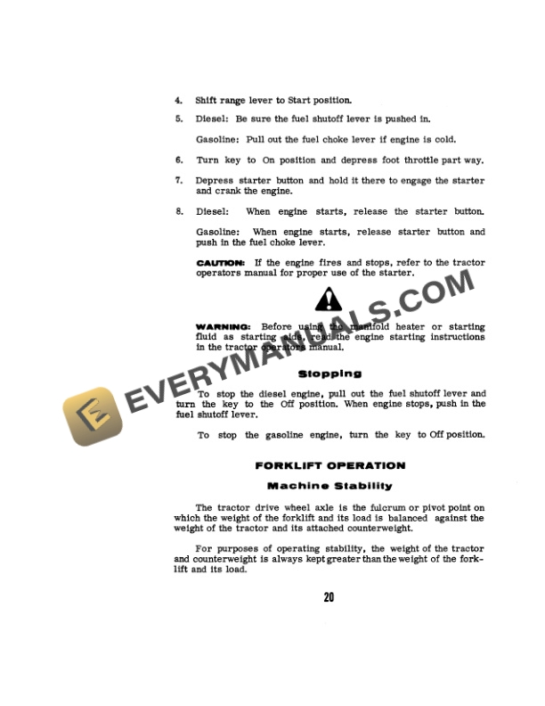 Case 584, 585, 586 Power Shuttle Forklift Operator Manual 9-2923-4
