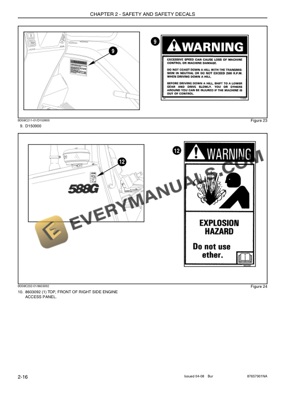 Case 586G, 588G Series 3 Tier 3 Forklift Operator Manual 87657901 NA-2