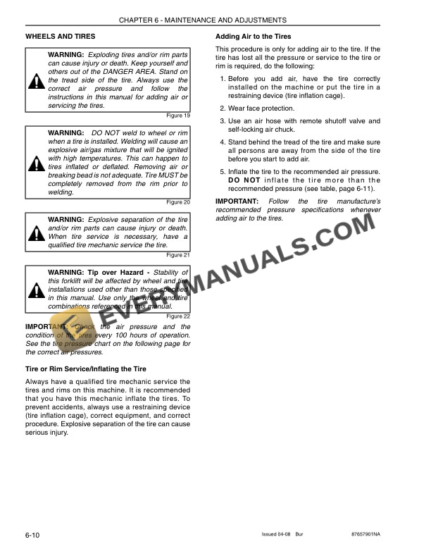Case 586G, 588G Series 3 Tier 3 Forklift Operator Manual 87657901 NA-5