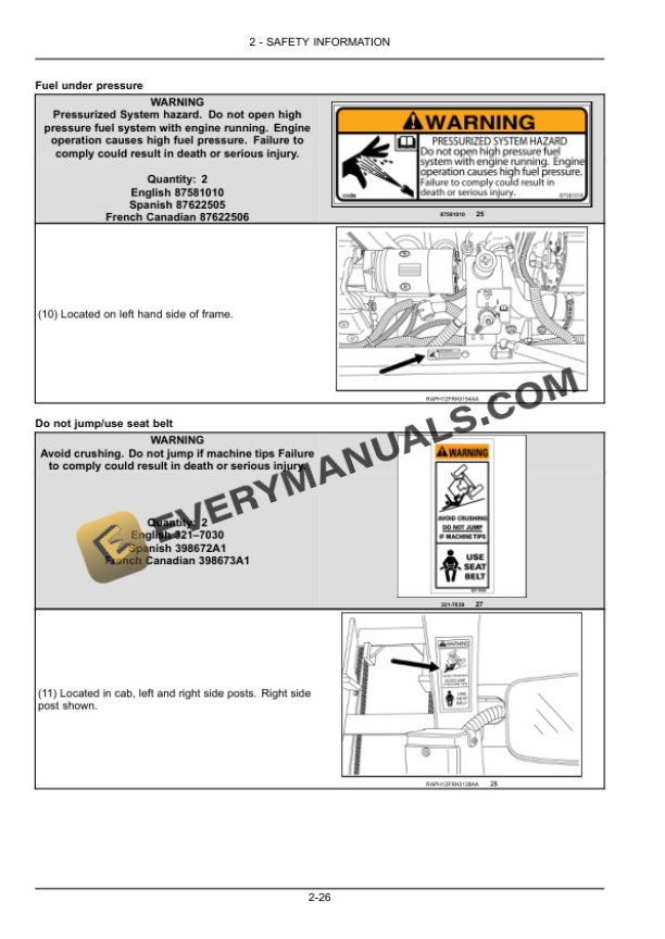 Case 586H, 588H Tier 4 Rough Terrain Forklift Operator Manual 84587658-2