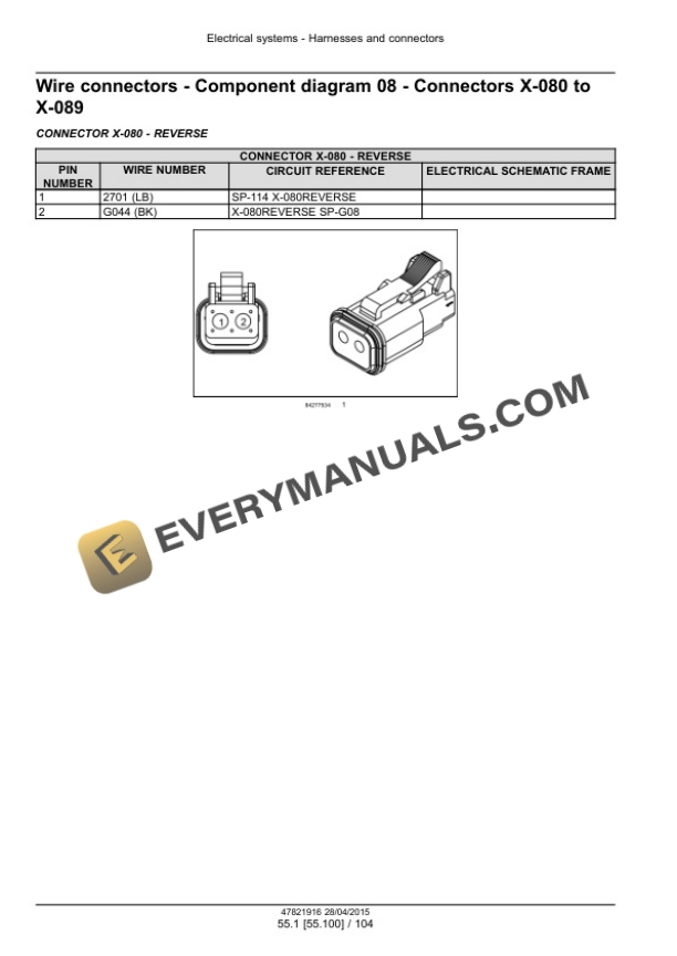 Case 586H, 588H Tier 4B (Final) Rough Terrain Forklift Service Manual 47881830-3