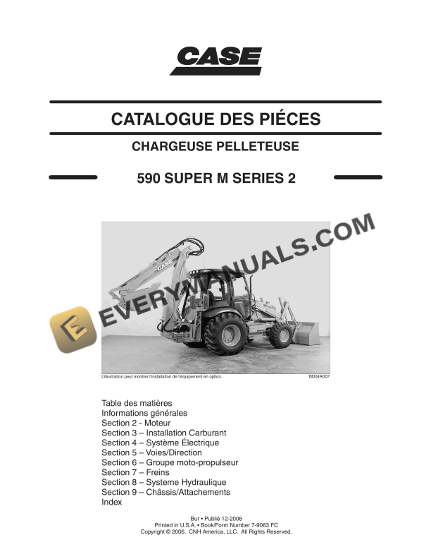 Case 590 Super M Series 2 Backhoe Loader Parts Catalog 7-9063 FR PDF