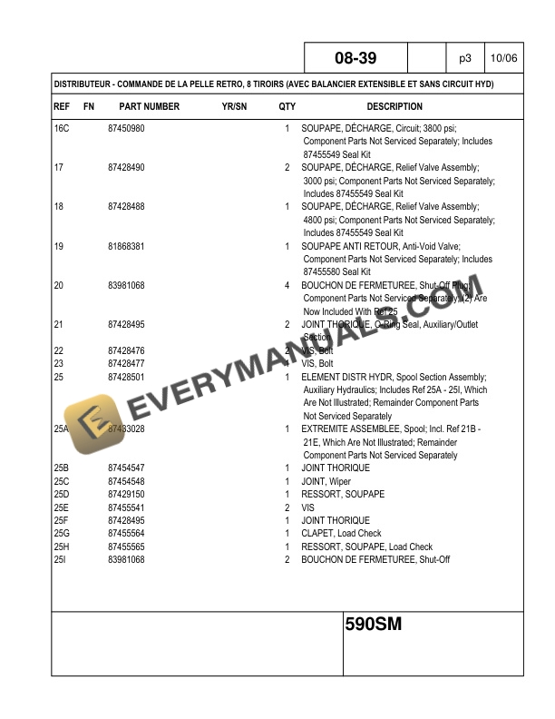 Case 590 Super M Series 2 Backhoe Loader Parts Catalog 7-9063 FR-4