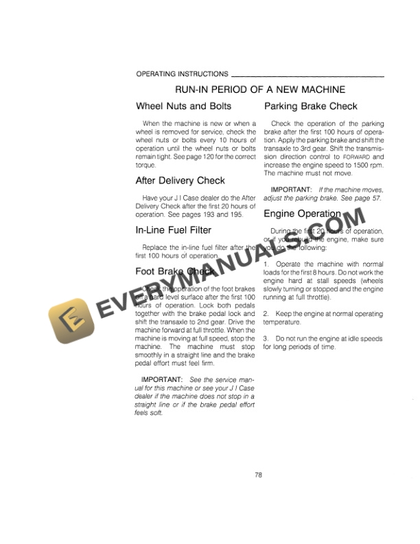 Case 590 Turbo Loader Backhoe Operator Manual 9-18431-3