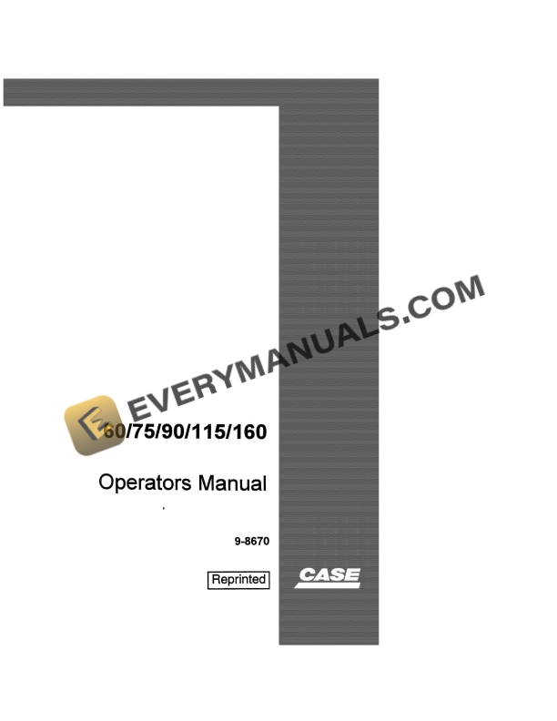 Case 60, 75, 90, 115, 160 Excavator Operator Manual 9-8670 PDF 1 case 60 75 90 115 160 excavator operator manual 9 8670 1