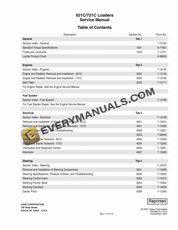 Case 621C, 721C Loader Service Manual 7-12113 PDF 2 case 621c 721c loader service manual 7 12113 1