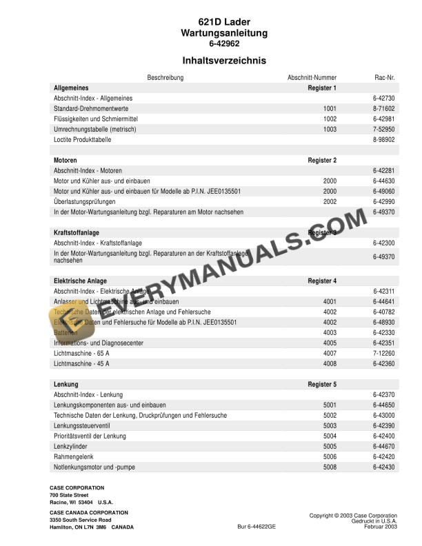 Case 621D Loader Service Manual 6-42962 GE PDF