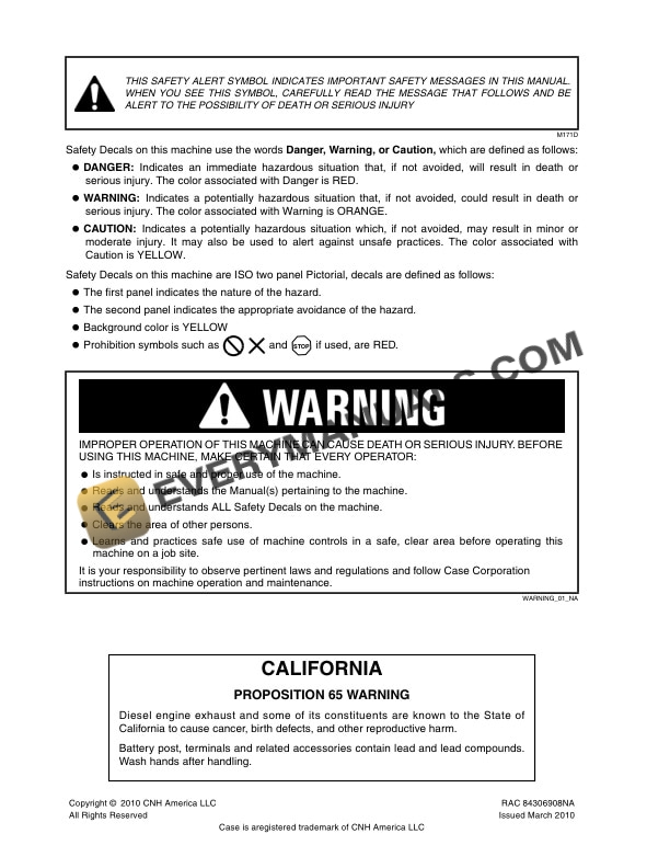 Case 621E, 721E Grapple Bucket Operator Manual 84306908-2