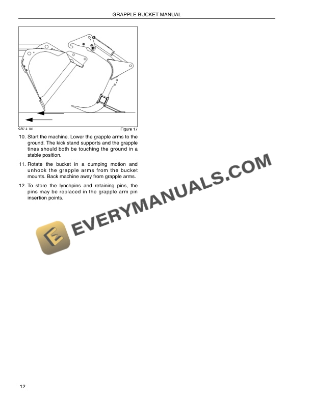 Case 621E, 721E Grapple Bucket Operator Manual 84306908-5
