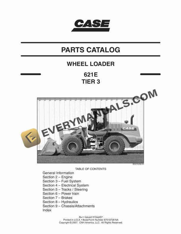 Case 621E Tier 3 Wheel Loader Parts Catalog 87519729NA PDF