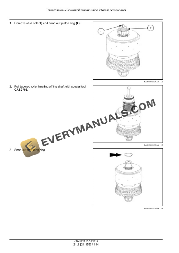 Case 621F, 721F Tier 4B (Final) Wheel Loader Service Manual 47865307-5