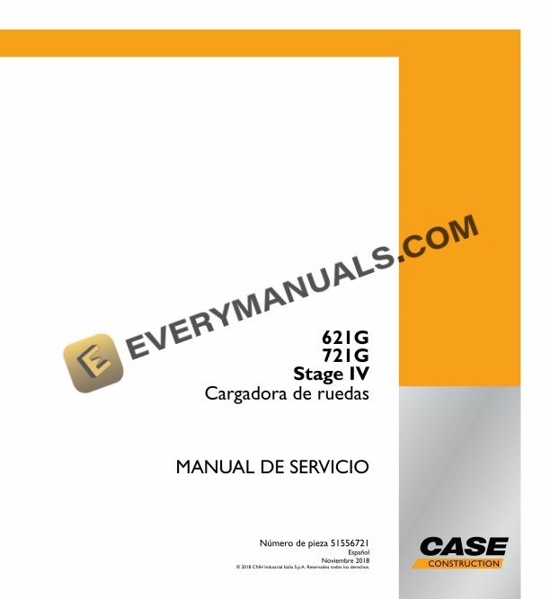 Case 621G, 721G Stage IV Wheel Loader Service Manual 51556721 ES PDF