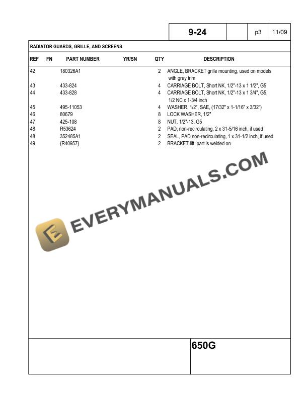 Case 650G Crawler Tractor Parts Catalog 84372318-5