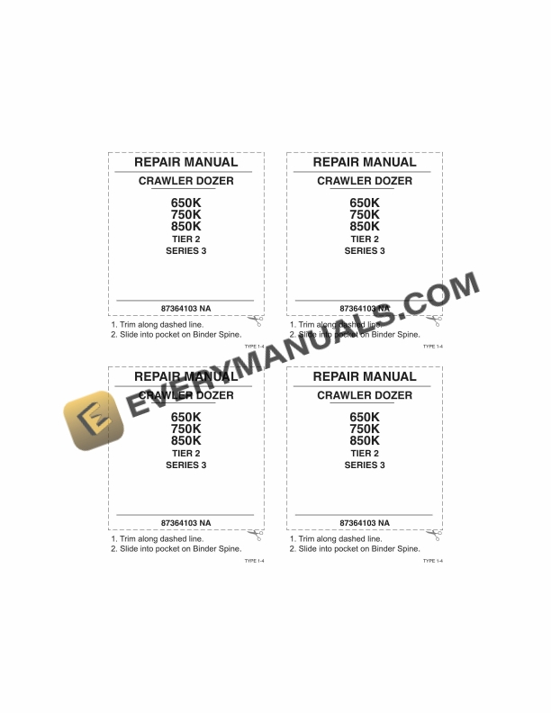 case 650k 750k 850k tier 2 crawler dozer repair manual 87364103 na 1