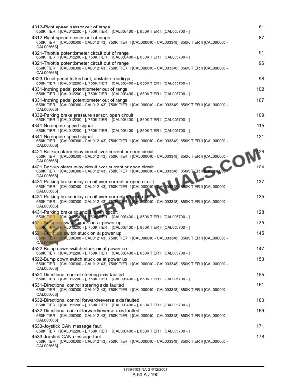 Case 650K, 750K, 850K Tier 2 Crawler Dozer Repair Manual 87364103 NA-3