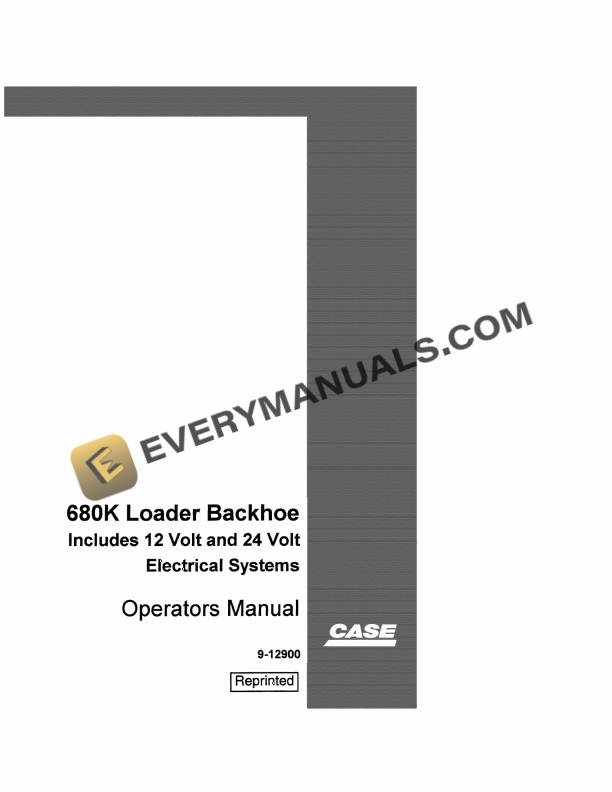 case 680k loader backhoe includes 12 volt and 24 volt electrical system operator manual 9 12900 1