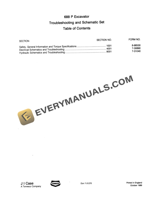 case 688p excavator troubleshooting and schematic set 7 31270 1