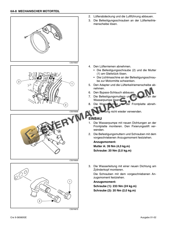 Case 6HK1 Isuzu Engine Maintenance Instruction 9-36560GE-2