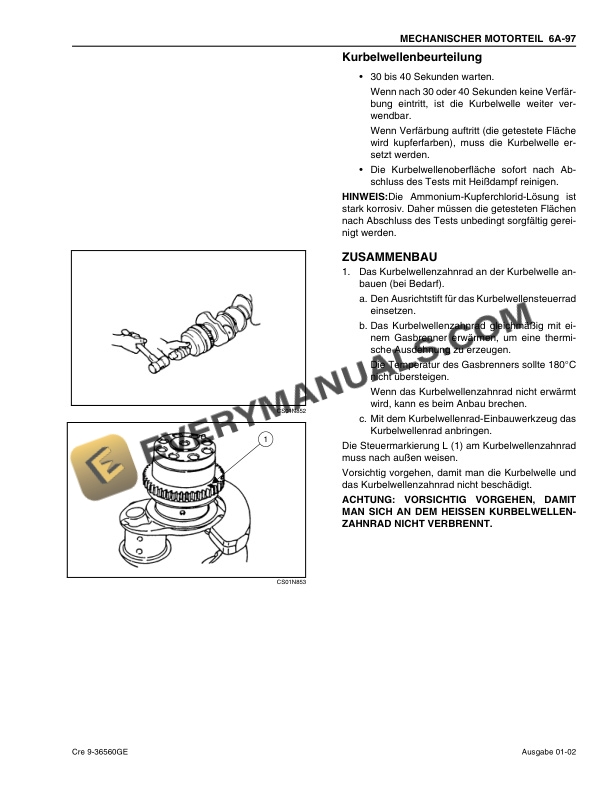 Case 6HK1 Isuzu Engine Maintenance Instruction 9-36560GE-4
