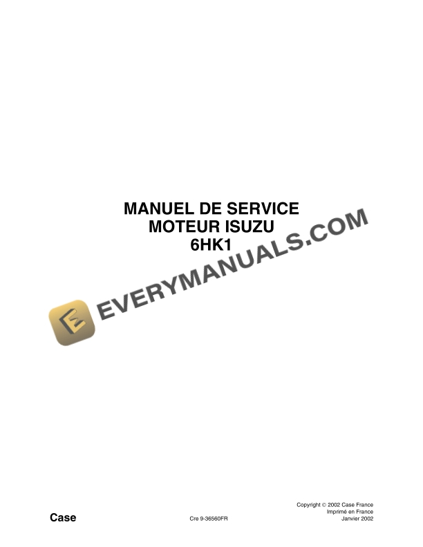 Case 6HK1 Isuzu Engine Service Manual 9-36560 FR PDF