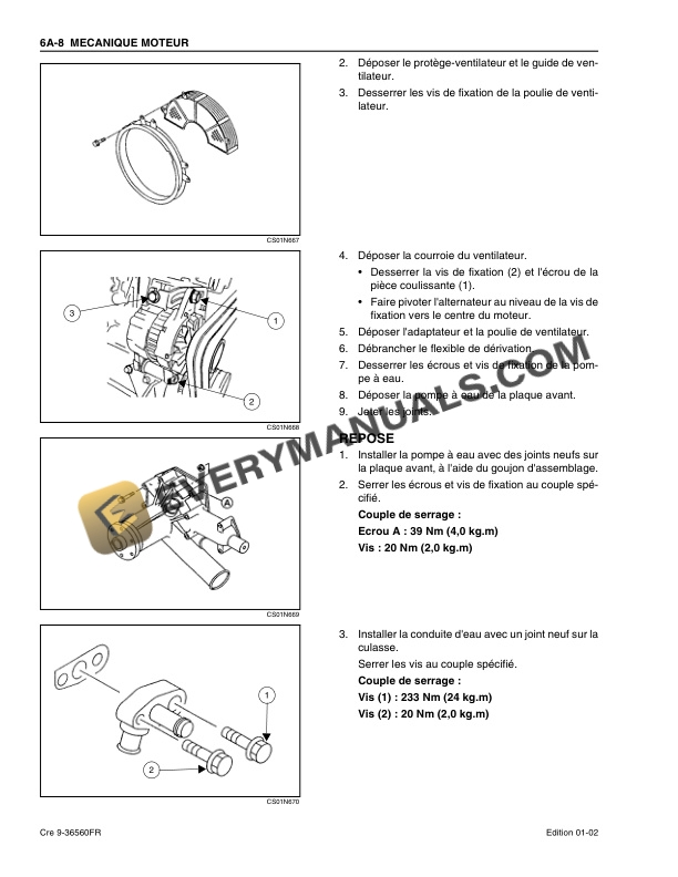 Case 6HK1 Isuzu Engine Service Manual 9-36560 FR-2